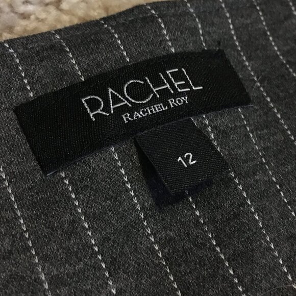 RACHEL Rachel Roy Grey Corporate Pinstripe Womens 3/4 Sleeve Shift Dress - 12 - Picture 8 of 16